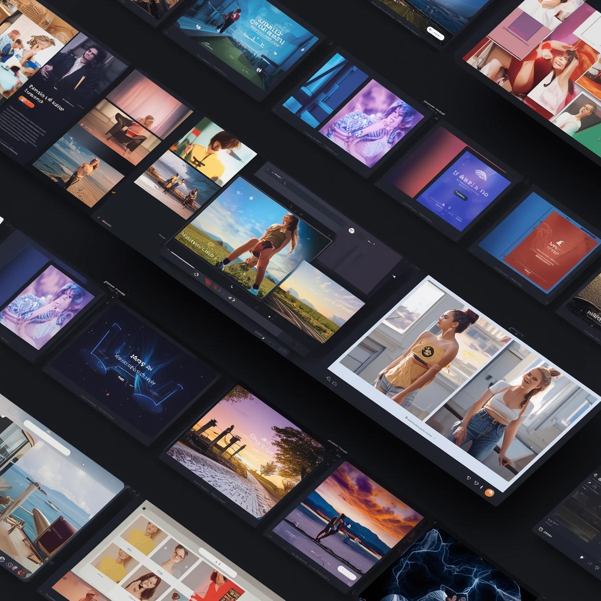 Travel photo album arranged in mosaic layout